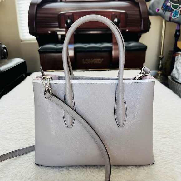 Kate Spade Eva Grain Leather Top Zip Soft Taupe Satchels/Crossbody Small Bag - Picture 2 of 16